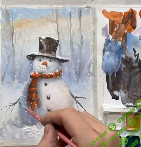 Новогодняя открытка акварелью (2025) [Виталий Антипин]