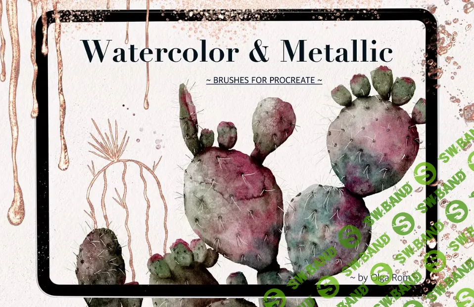 [Olga Rom] Акварельные и металлические кисти для procreate (2023)