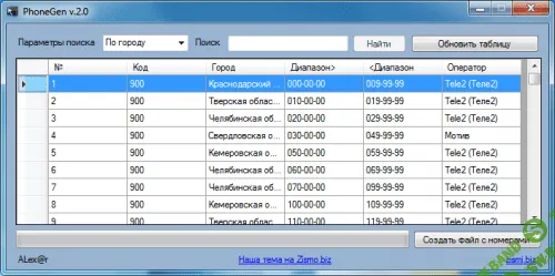 [PhoneGen 2.0] Cоздание базы мобильных номеров