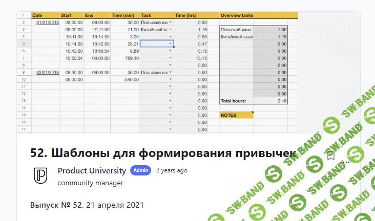 [Product University] Шаблоны для формирования привычек (2021)