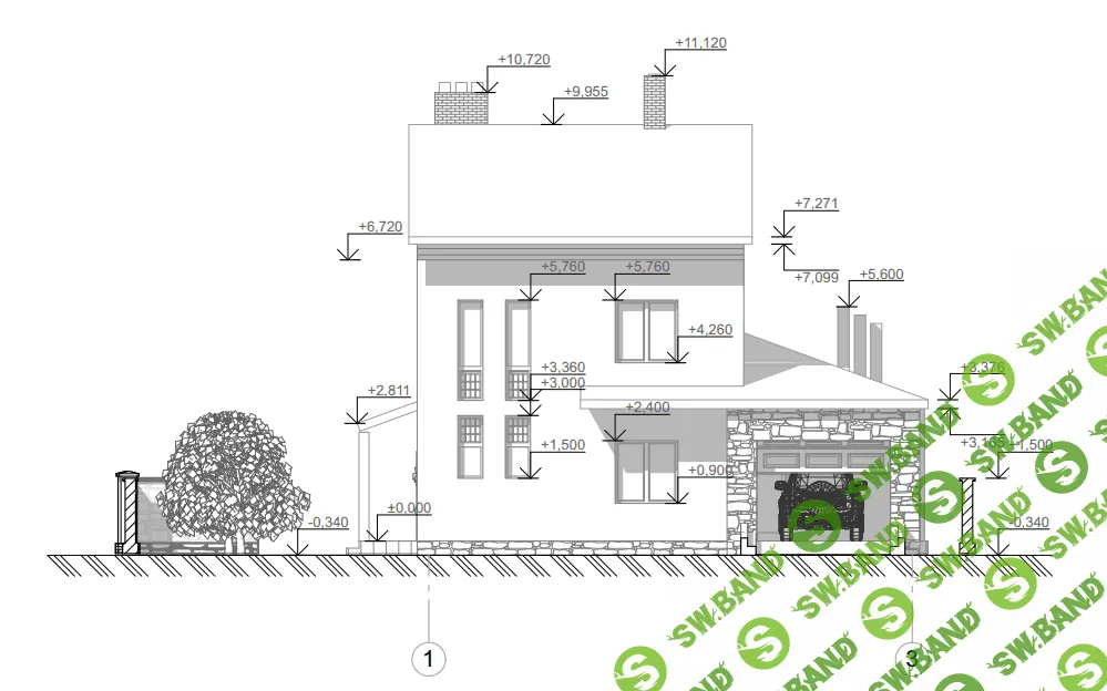 Проект 2-х этажного дома с гаражом