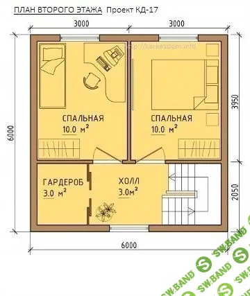 Проект каркасного дома 6x6 72м.кв