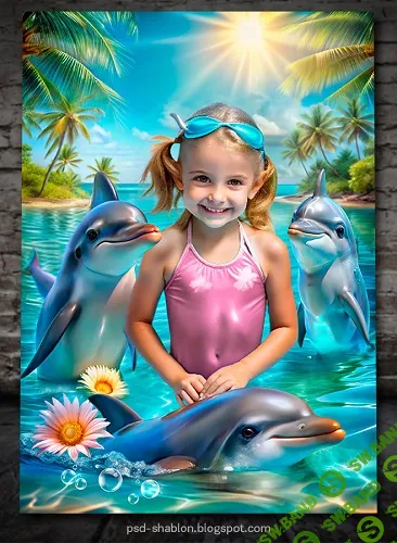 [PSD] Фотошаблоны "Дельфины" [psd-shablon.blogspot]