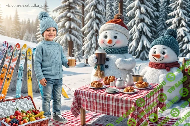 [PSD] Коллаж Кофе-брейк [Незабудка] [Любовь Левицкая]