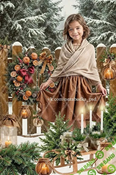 [PSD] Коллаж Рождество в деревне [Незабудка] [Любовь Левицкая]