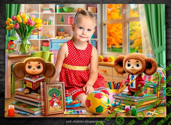 [PSD] Коллажи "Чебурашка в детском саду" [psd-shablon.blogspot]