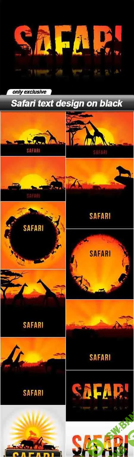 Safari text design on black - 12 EPS