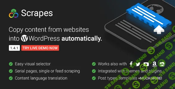 Scrapes v1.4.1 Full Automatic web content crawler and auto post plugin