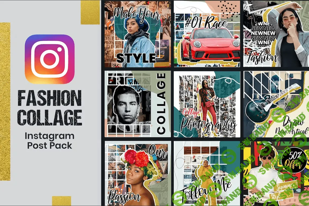 Шаблон красивых постов в стиле коллажа для Instagram