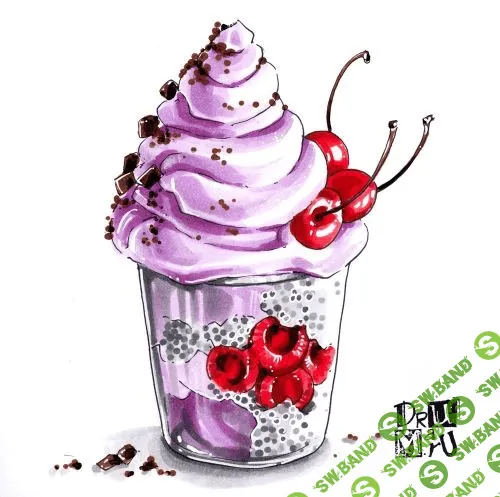 [Скетчинг маркерами] Любовь Дрюма - Мини-курс «Сладости» (2020)