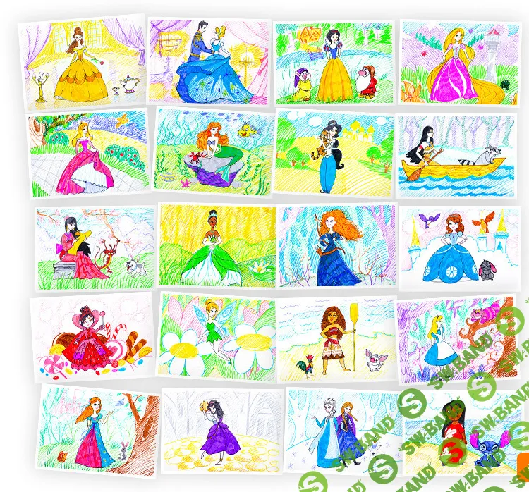 [Skillberry] Рисование для детей. Учимся рисовать принцесс Disney (2020)