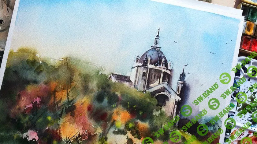 [София Родионова] Видео урок рисования акварелью. Городской пейзаж. Тон и цвет