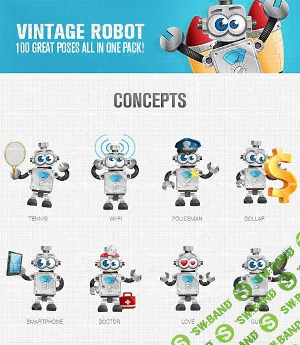 Суперграфика Vintage robot cartoon character