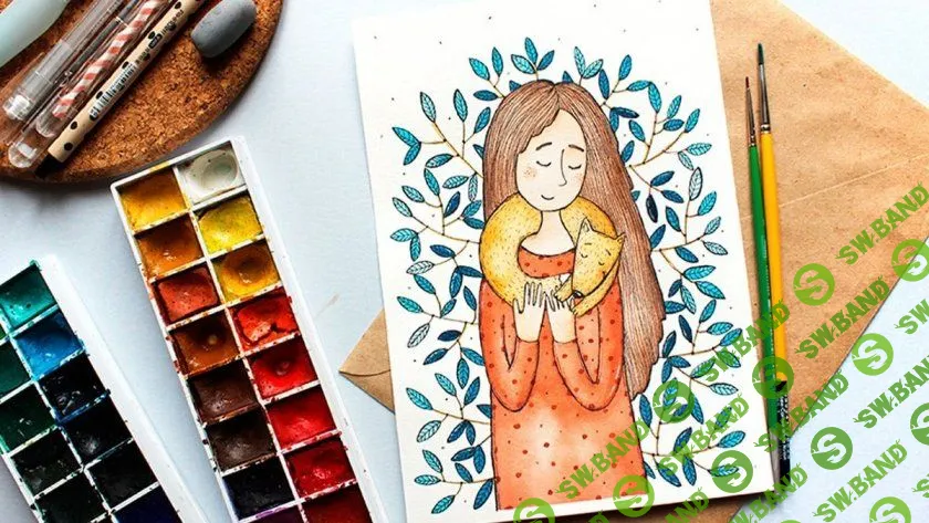 [Таня Самошкина] Видео урок рисования акварелью Тёплый лис