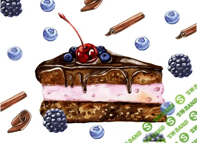 Татьяна Ширбидова Акварельная коммерческая иллюстрация – Выпечка+Зелень