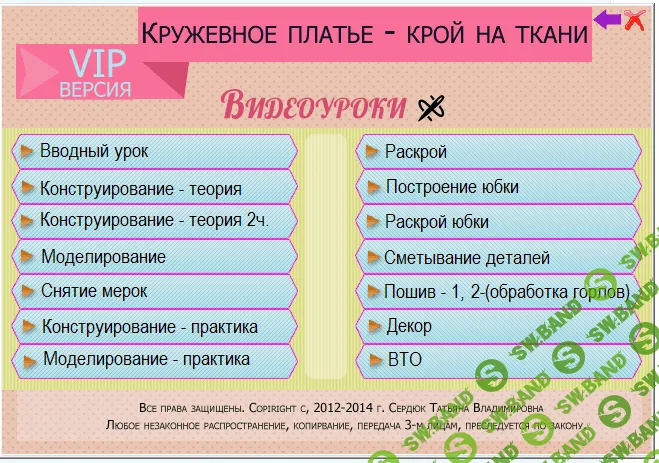 [Татьяна Хныкина] Крой на ткани - юбка основа + кружевное платье VIP (2014)