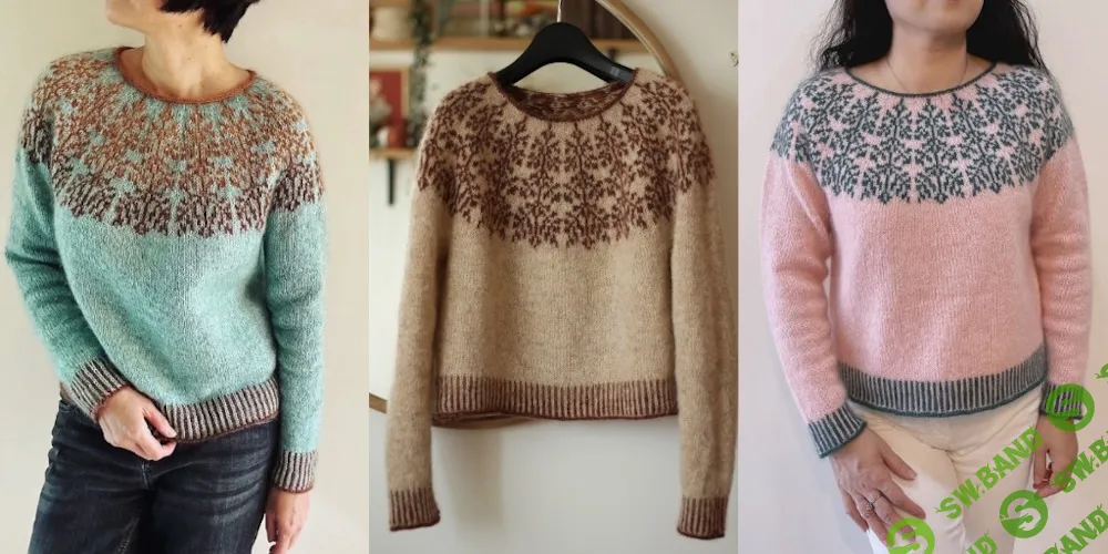 [Teti Lutsak, Вяжи.ру] Пуловер с круглой жаккардовой кокеткой Roots and Shoots (2024)