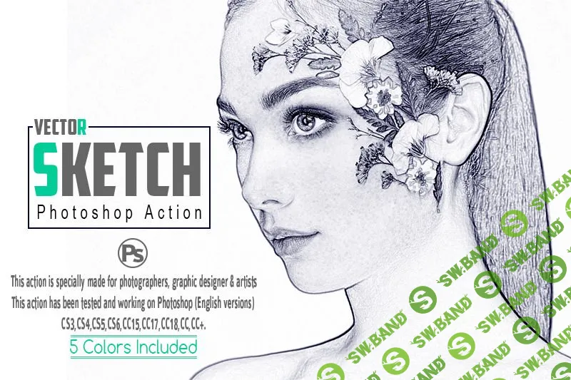 [The Hungry Jpeg] Vector Sketch Photoshop Action Thehungryjpeg