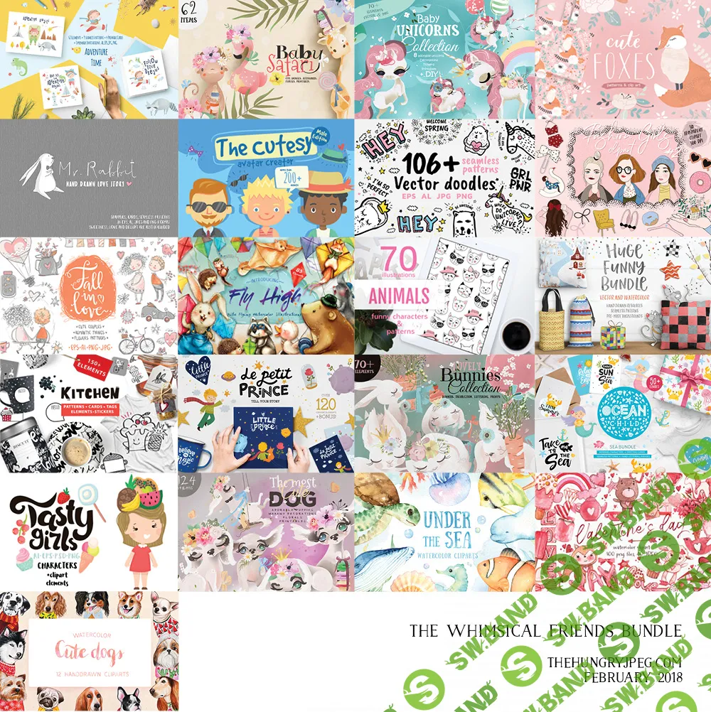 [thehungryjpeg] Сказочные друзья - набор графики