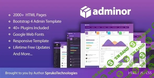 [ThemeForest] Adminor v1.0 - современный HTML5 шаблон панели администратора Bootstrap4