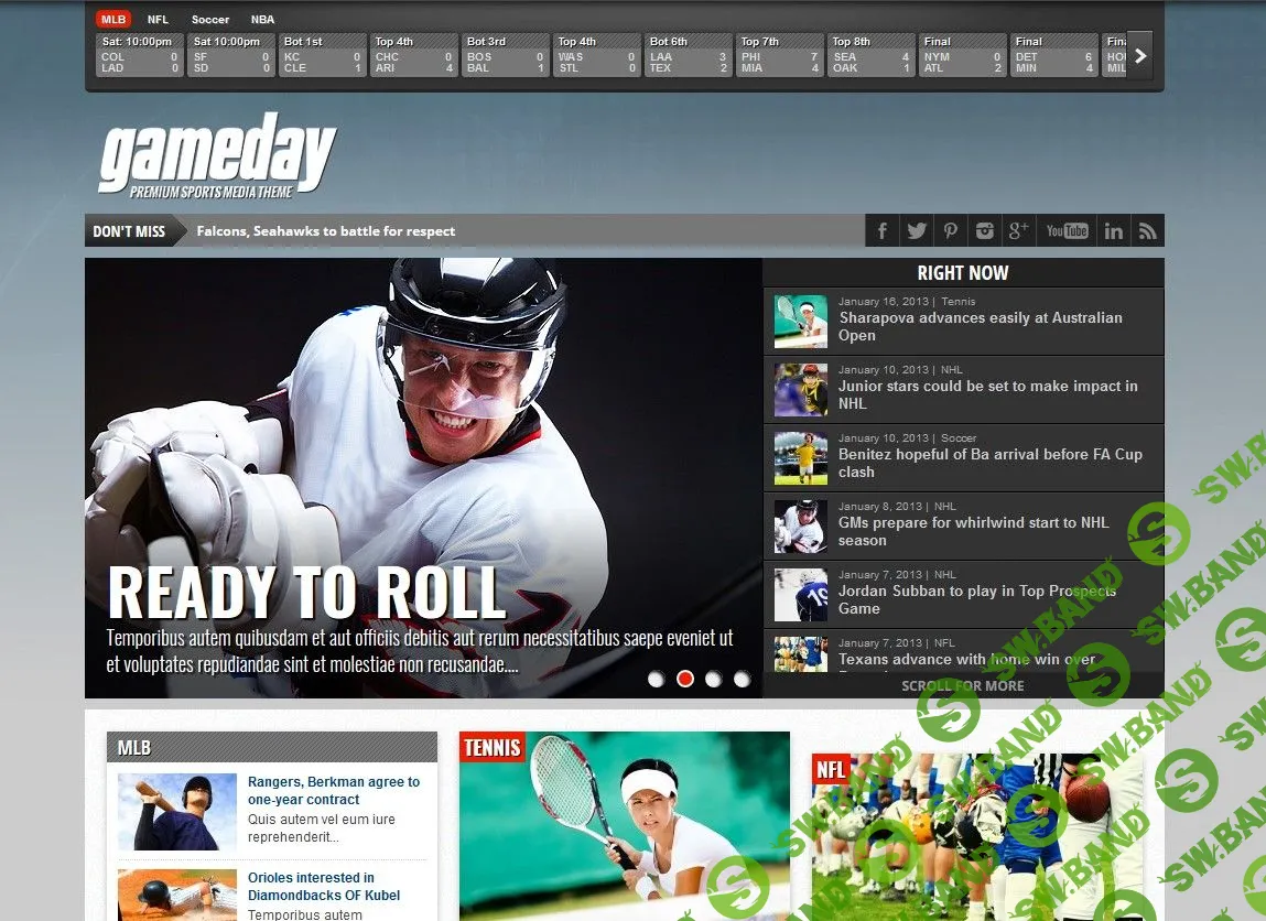 [themeforest] Gameday v3.0 - спортивный шаблон для WordPress