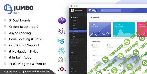 [ThemeForest] Jumbo React v3.1.2 - шаблон админ панели BootStrap 4