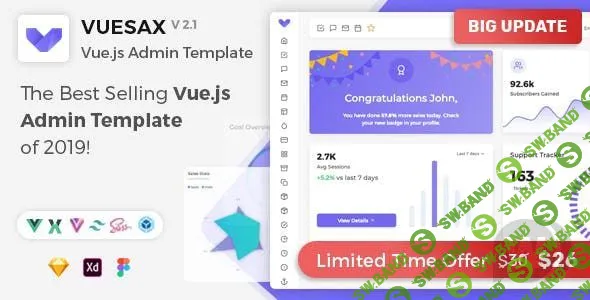 [ThemeForest] Vuesax Vuejs v2.1.0 - шаблон админ-панели Vuejs
