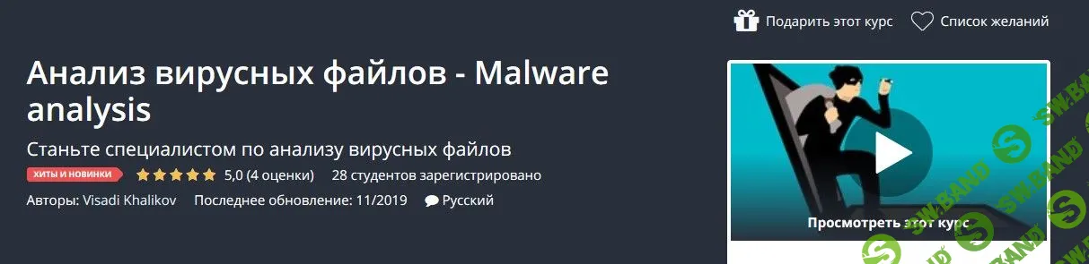 [Udemy] Анализ вирусных файлов - Malware analysis. Выжимка курса (2019)