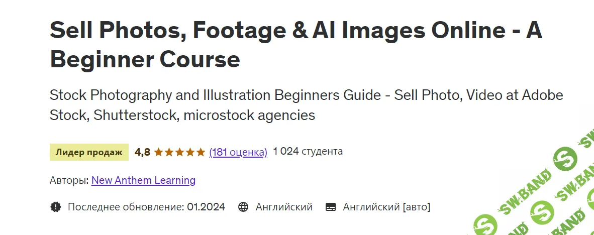 [Udemy] Продавайте фотографии, футаджи и нейро картинки на стоках (2024)