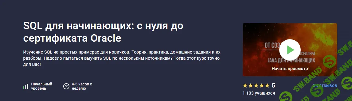 [Udemy] SQL для начинающих - с нуля до сертификата Oracle (2023)