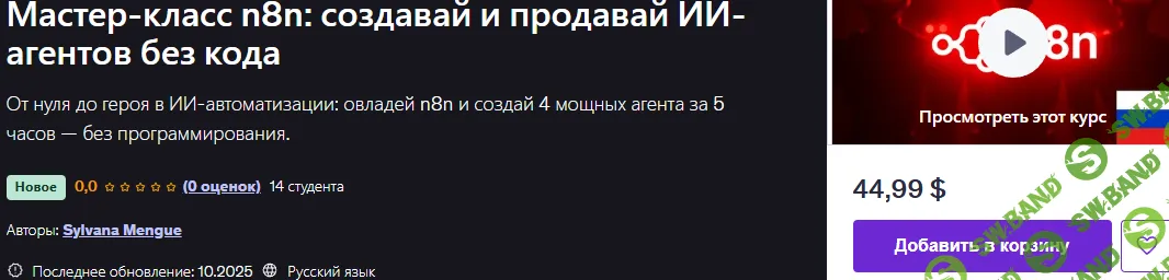 [Udemy, Sylvana Mengue] Мастер-класс n8n: создавай и продавай ИИ-агентов без кода (2025)