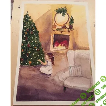 [Вероника Калачева] Акварельная зима. Ёлка у камина