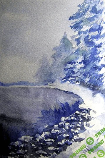 [Вероника Калачева] Акварельная зима. Зимний пейзаж