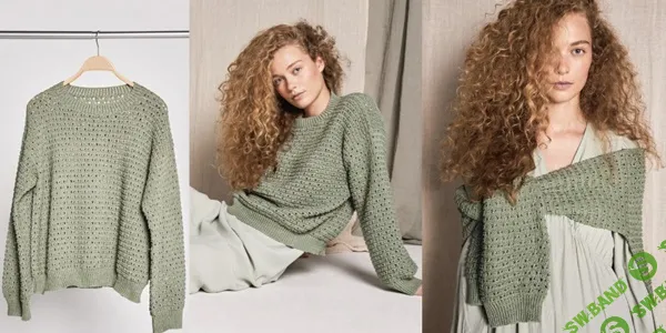 [Вязание] Ажурный сетчатый джемпер вязаный спицами без швов сверху вниз June [Вяжи.ру] [Anita Benzenberg]