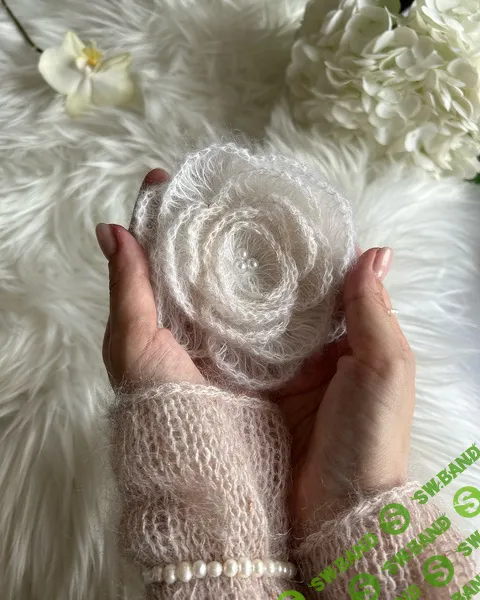 [Вязание] Брошь Воздушная_роза [n_anna_knit] [Анна Нечаева]