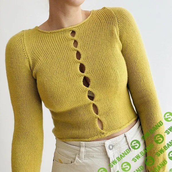 [Вязание] Carrie Sweater — пуловер или топ спицами с акцентными вырезами | двусторонняя модель [Вяжи.ру] [kolibri by johanna]