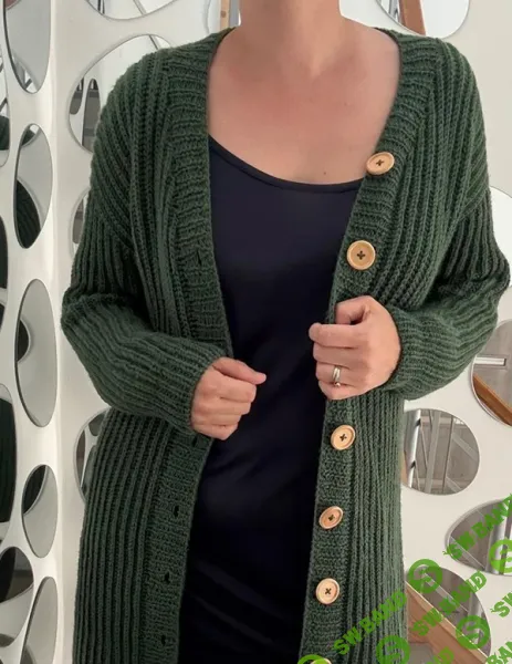 [Вязание] Длинный кардиган с карманами Chunkigan, вязанyый спицами сверху [Вяжи.ру] [Lív Ulven]