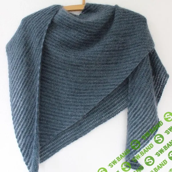 [Вязание] Двухцветная тонкая шаль East River, вязаная спицами от угла [Вяжи.ру] [Susie Haumann]