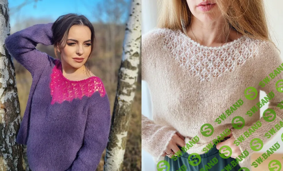 [Вязание] Джемпер #Кокетливый_ажур + техника Интарсия [Евгения Телегина]