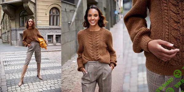 [Вязание] Джемпер с листиками по переду, вязанный спицами Selja [Вяжи.ру] [Ronja Hakalehto]