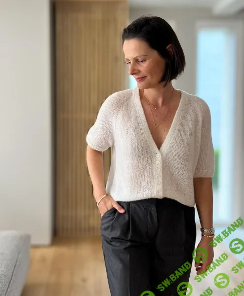 [Вязание] Элегантная кашемировая блуза на пуговицах Aris, вязаная спицами сверху [Вяжи.ру] [Caidree]