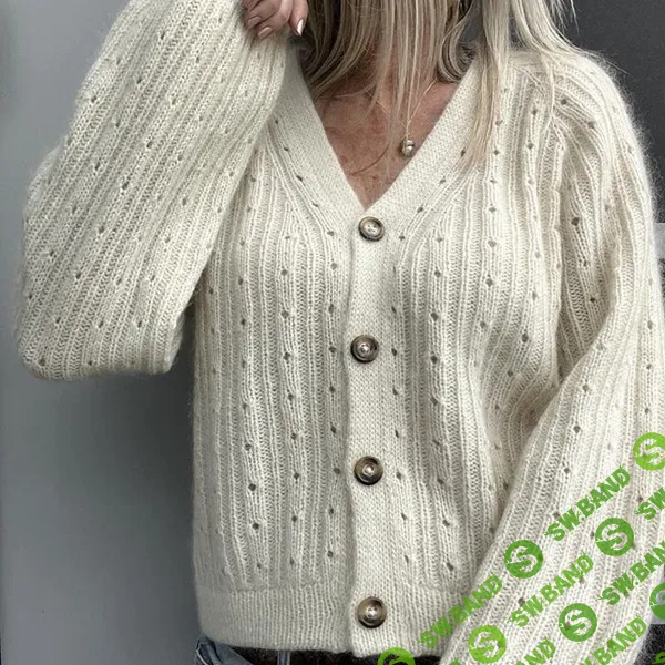 [Вязание] Элегантный текстурный кардиган Rikke no 1, вязанный спицами сверху [Katrine Hannibal at Önling, Rikke Jonsson]