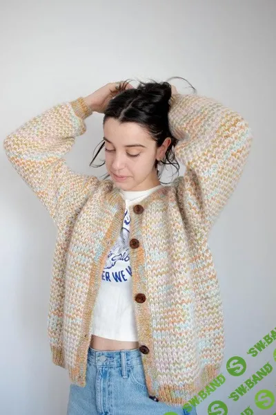 [Вязание] Кардиган реглан рыбацкой резинкой спицами Fraile [Вяжи.ру] [Cecilia Lalanne и Gabriella Calderini]