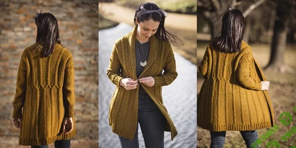 [Вязание] Кардиган с косами вязаный спицами сверху Cabin Life [Вяжи.ру] [Хохи Локателли]