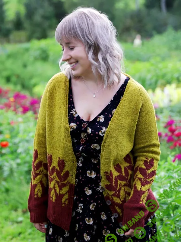 [Вязание] Кардиган с жаккардовыми листиками Berry Bushes [Вяжи.ру] [Anna Johanna]