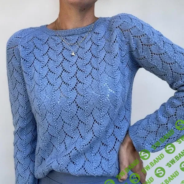 [Вязание] Красивый ажурный пуловер-реглан Ingrid, вязаный спицами сверху [Вяжи.ру] [Ida Grændsen]