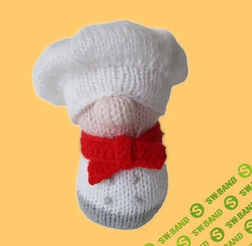 [Вязание] Кукла-игрушка «Мистер Бан, пекарь» в поварском колпаке [Amanda Berry]