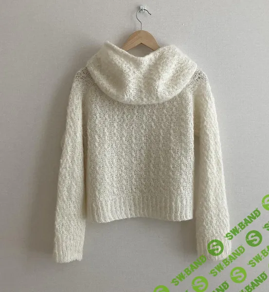 [Вязание] Легкий текстурный пуловер-худи с японским плечом Brioche, вязаный спицами сверху [Вяжи.ру] [Soumine Kim]