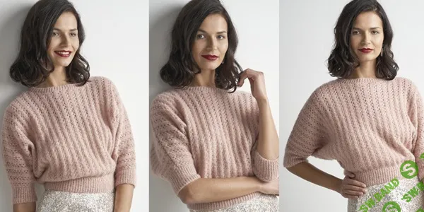 [Вязание] Летний пуловер летучая мышь ажурным узором спицами Charisma [Вяжи.ру] [Мартин Стори]