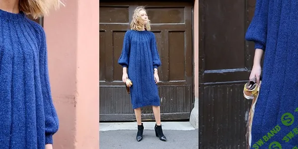 [Вязание] Мохеровое платье кокон спицами сверху Cocoon [Вяжи.ру]